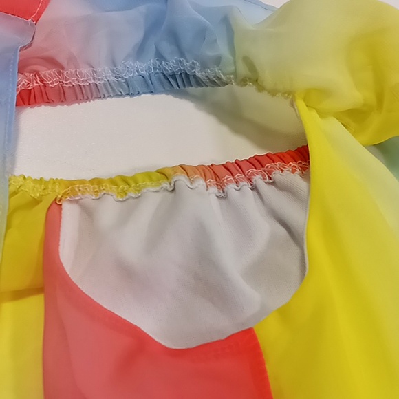 Palms Away Rainbow On/Off Shoulder Cropped Top Size Small - Picture 12 of 12